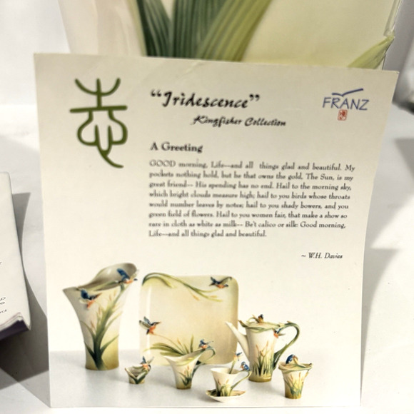 Franz Porcelain Kingfisher Vase Iridescence Collection FZ01190 NIB - Picture 12 of 14